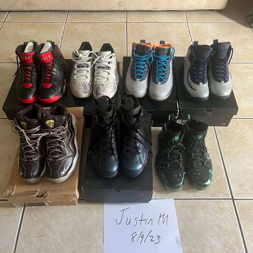 Lot of 5 Jordans/1 Pippen/1 Barkley all size 10.5